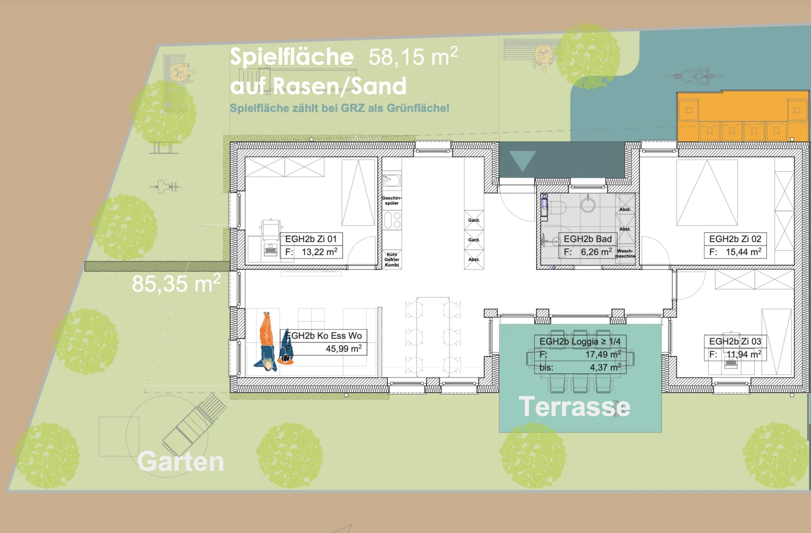 Grundriss H1-W1 im geplanten Neubauensemble Schötmar64