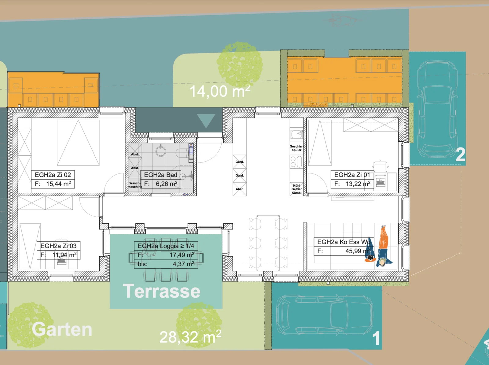 Grundriss H1-W2 im geplanten Neubauensemble Schötmar64